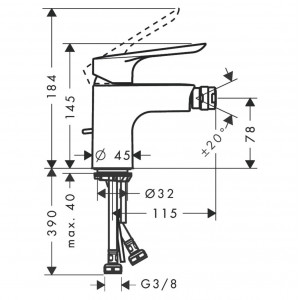 Baterie bideu monocomanda ventil pop-up Logis E 71232000 Hansgrohe - Img 2