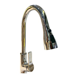 Baterie bucatarie FU03, satin, monocomanda, cu pipa extractabila, inox, Anahita - Img 2