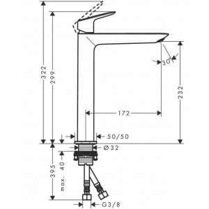Baterie lavoar LOGIS 240 FINE fara ventil 71258000 Hansgrohe - Img 2