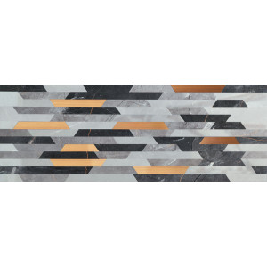 Decor BRAINSTORM GREY, baie, rectificat, lucios gri si linii aurii 32.8X89.8cm Tubadzin - Img 1