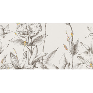 Decor Velo Bianco flowers 3 59.8x119.8cm, interior, baie-bucatarie, rectificat, alb cu imprimeu floral mat-lucios, Tubadzin