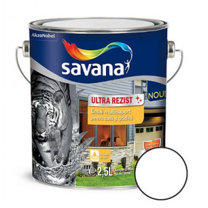 Email pe baza de apa Savana Ultrarezist multisuport alb lucios 2.5l