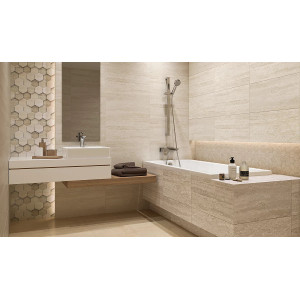 Faianta SUNLIGHT STONE BROWN crem inchis, baie bcuatarie 30x60cm Paradyz - Img 2
