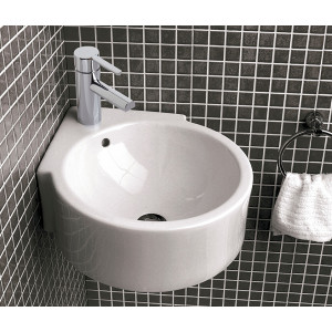 Lavoar baie pe blat de colt Isla, rotund alb din ceramica 39,5cm 0441001 Gala