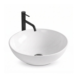 Lavoar baie pe blat Elegance, rotund, alb, din ceramica, 38 x 38 x 13 cm, Anahita