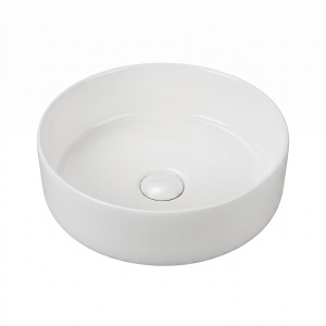 Lavoar baie pe blat Eternity, rotund, alb mat, din ceramica, 36 x 36 x 12,5 cm, Anahita