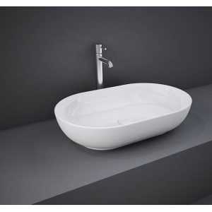 Lavoar baie pe blat FEELING, oval alb din ceramica, 55x35cm Rak - Img 1