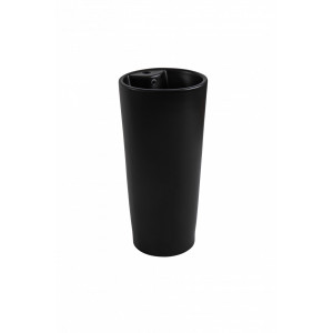 Lavoar freestanding cu orificiu de baterie, Art, rotund negru din ceramica, 40x40x84cm Anahita - Img 2