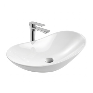Lavoar pe blat Beauty, oval, alb, ceramica sanitara, 62 x 37 x 16 cm, Anahita