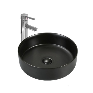 Lavoar pe blat Eternity, rotund, negru mat, ceramica sanitara, 36 x 36 x 12,5 cm, Anahita