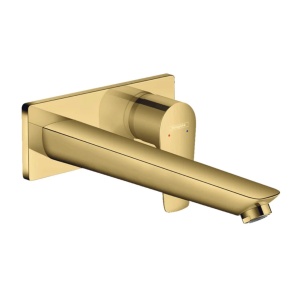 Ornament baterie lavoar perete polished gold optic TALIS E pipa 22.5cm Hansgrohe fara corp incastrat