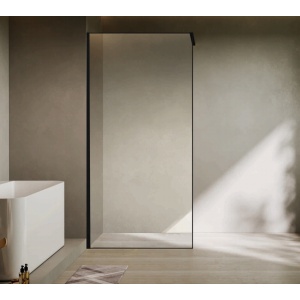 Paravan dus Recall, sticla transparenta 8 mm, profil perimetral negru mat, 100 x 200 cm, Anahita