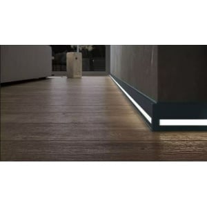 Plinta decorativa antracit Cubica Light System 80 – Profil pentru LED in partea de jos Dollken