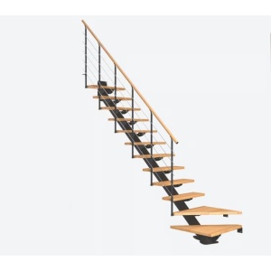 Scara de interior modulara din stejar cu turnanta 13 trepte LED Sydney Dolle