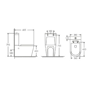 Vas WC stativ Lumia Anahita, alb, evacuare orizontala, rimless, 60,5 x 38 x 79,5 cm, capac soft close inclus - Img 3
