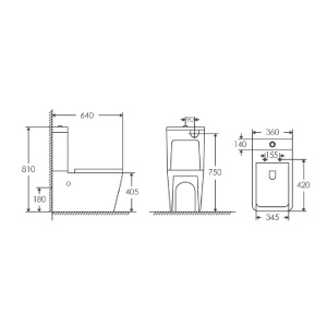 Vas WC stativ Rivera Anahita, alb, evacuare orizontala, 64 x 36 x 81 cm, rezervor si capac WC soft close inclus - Img 2