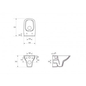 Vas WC suspendat cu capac, 52,5 x 35 x 35,5 cm, alb, Carina K701-033, Cersanit - Img 4