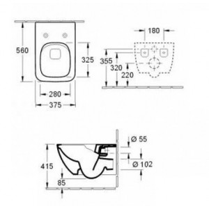 Vas wc suspendat direct flush patrat cu capac soft-close Venticello/Collaro 4626RS01 VILLEROY - Img 3