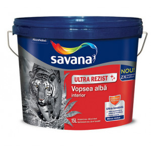 Vopsea ultra-lavabilă albă, pentru interior Savana Ultra Rezist 15L