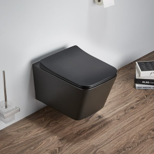 WC suspendat cu capac soft close negru mat Paris B2350BM - Img 1