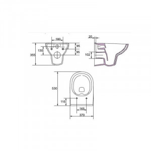 WC suspendat rimless cu capac soft-close City K701-143 - Img 2