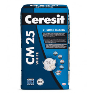 Adeziv flexibil alb pentru placari ceramice si din piatra naturala Ceresit CM 25 25 kg