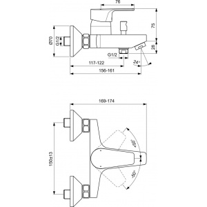 Baterie cada dus Cerafine BC692AA, 1/2'', aparenta, monocomanda Ideal Standard - Img 2
