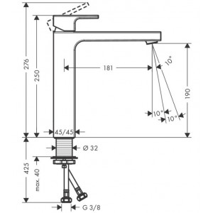 Baterie lavoar VERNIS SHAPE 190 negru mat 71591670 Hansgrohe - Img 2