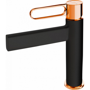 Baterie lavoar Zaffiro cu ventil click-clack negru-aur roz FDesign - Img 1