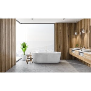 Cada freestanding ovala cu riflaj EVIA, albă, 170x80 cm, Fibrex - Img 3