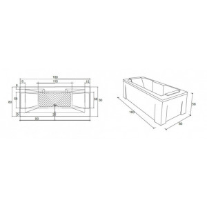 Cada ROMA cu suport si sifon automat 180x80 - Img 2