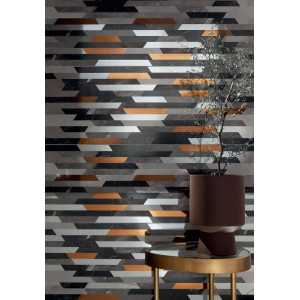 Decor BRAINSTORM GREY, baie, rectificat, lucios gri si linii aurii 32.8X89.8cm Tubadzin - Img 2