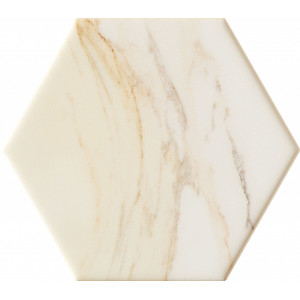 Faianta FLARE WHITE HEX, baie/bucatarie, interior, lucios, tip marmura 11x12.5cm