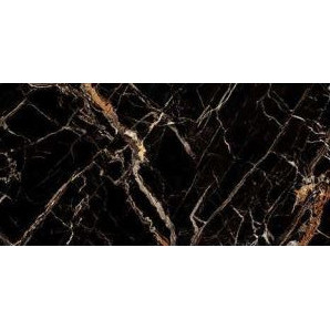 Gresie CLONIC BLACK tip marmura, rectificata, interior, negru lucios 60x120cm India - Img 2