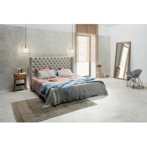 Gresie Torano White Mat, rectificata, portelanata, alb - ciment , interior - exterior 59.8x119.8cm Tubadzin - Img 2