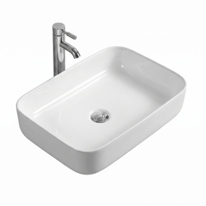 Lavoar baie pe blat Elegance, dreptunghiular, alb, din ceramica, 50 x 39 x 13 cm, Anahita - Img 2