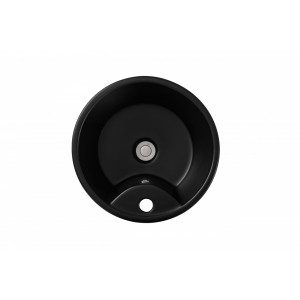 Lavoar freestanding cu orificiu de baterie, Art, rotund negru din ceramica, 40x40x84cm Anahita - Img 3