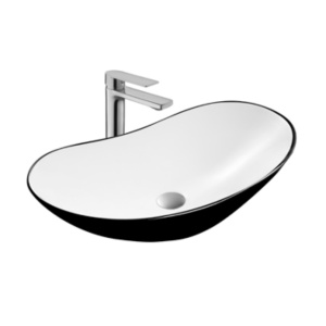 Lavoar pe blat Beauty, oval negru mat din ceramica 62x37x16cm Anahita