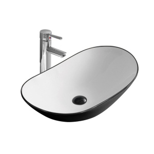 Lavoar pe blat Beauty, oval negru mat din ceramica 62x37x16cm Anahita - Img 2