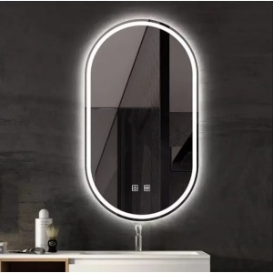Oglinda baie ovala Smart, cu iluminare LED, touch si dezaburire, 40 x 100 cm