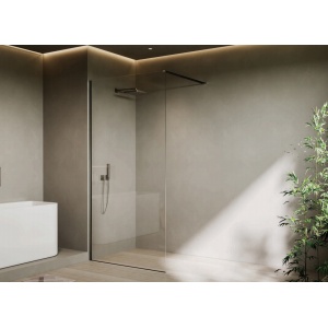 Paravan dus Recall, sticla transparenta 8 mm, profil L negru mat, 80 x 200 cm, Anahita