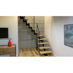 Scara de interior modulara culoarea negru din fag cu urcare turnanta 11 trepte Boston Dolle - Img 2