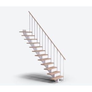 Scara de interior modulara din stejar cu urcare dreapta 11 trepte alb Hamburg Dolle
