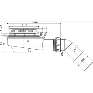 Sifon cadita pentru cadite cu pereti grosi cromat A492CR - Img 2