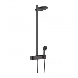 Sistem de dus Hansgrohe Pulsify S 24240670, 1/2'', aparent, termostat, 260 mm, 2 pulverizari, anti-calcar, mat, negru HAN24240670