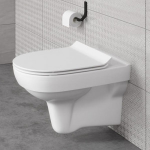 Vas WC suspendat Rimless cu capac Soft Close, 53 x 37 x 35,5 cm, alb, City K701-143, Cersanit - Img 1