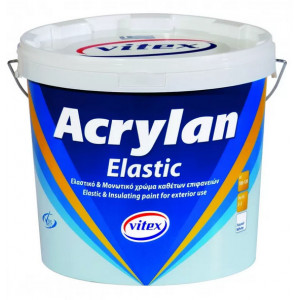 Vopsea lavabila acrilica flexibila de impermeabilizare alba Vitex Acrylan Elastic 9.8L baza de colorare