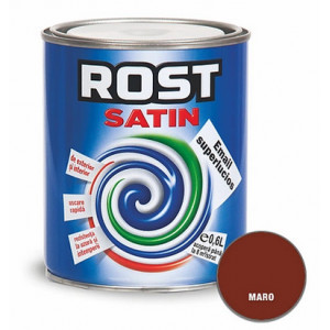 Vopsea superlucioasa pentru lemn si metal Rost Satin 0.6l maro interior exterior