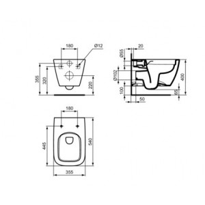 WC suspendat rimless gri lucios I.LIFE B T461458 - Img 4