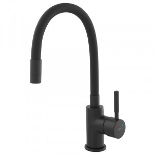 Baterie de bucatarie Zumba Nero cu pipa flexibila negru mat Ferro
